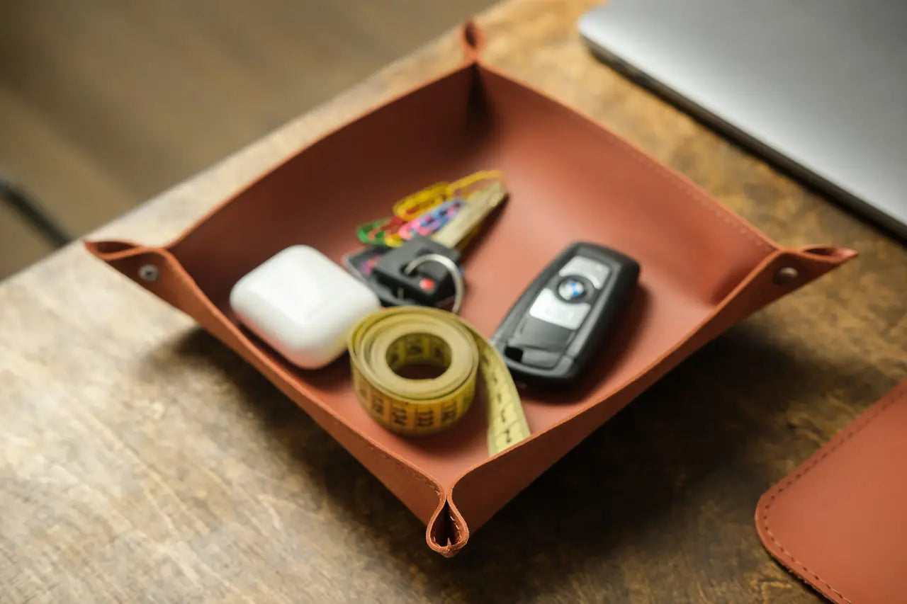 Schreibtisch-Set aus Leder